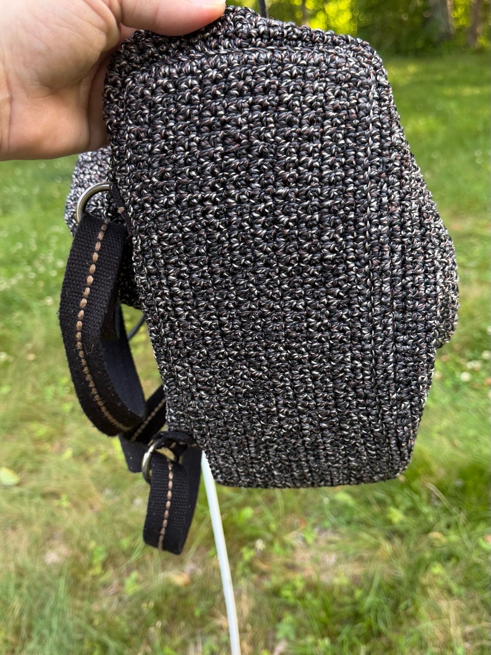 The Sak Crochet Convertible Backpack Boho Knit Shoulder Bag - Picture 7 of 16